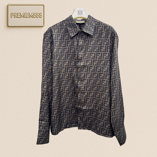 Fend FF Printed Pattern Logo Single-Button Long-Sleeved Shirt