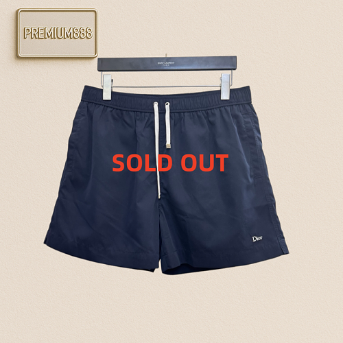 Dio Di O Solid Color Letter-Design Embroidered Beach Shorts