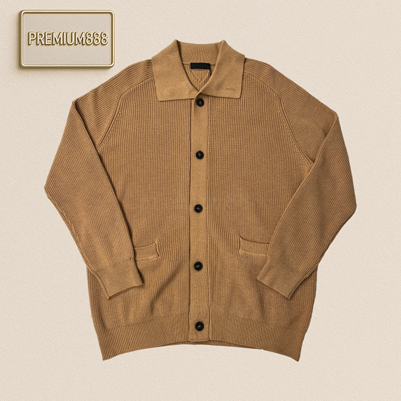 Prada Pra Light Brown Button Knitted Coat
