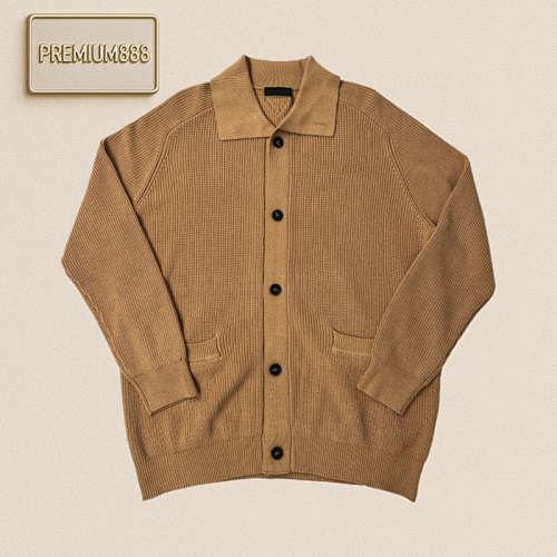 Prada Pra Light Brown Button Knitted Coat