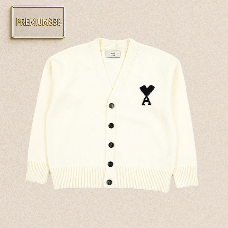 Ami Heart-shaped Wool Cardigan Coat