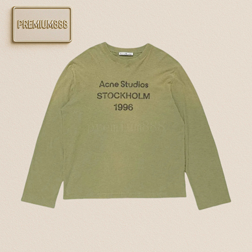 Acne Studios Retro Logo Pattern Crew Neck Long Sleeve T-shirt On Chest