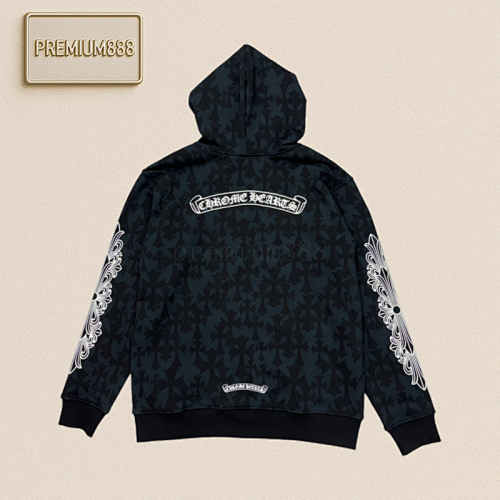 Dark-patterned Limited Edition Cross Full Print Pure Cotton Zipper Hoodie Jacket