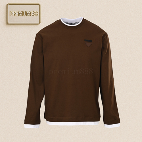Prada Prd Fake Two-piece Two-color Round-neck Long-sleeved T-shirt