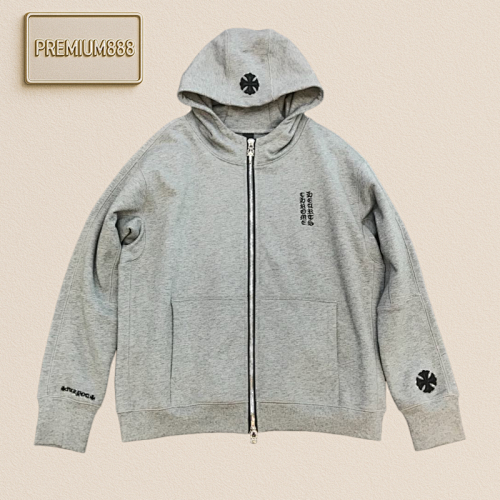 Chrome Hearts Hearts Hooded Sweatshirt Jacket Sterling Silver Zipper Pull