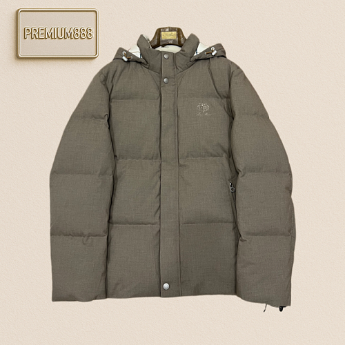 Loro Piana Casual Embroidered Hooded Zipper Down Jacket