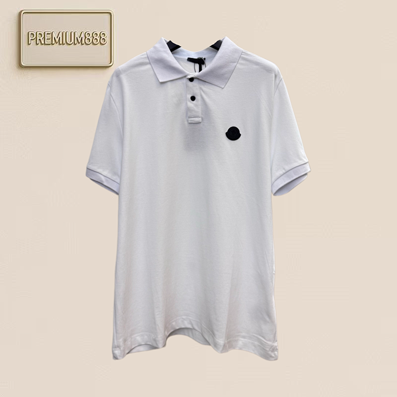 Monc Logo Patch Cotton Jacquard Polo Shirt Short Sleeve