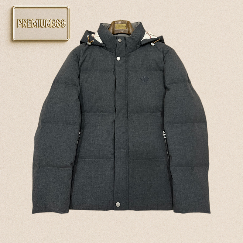Loro Piana Casual Embroidered Hooded Zipper Down Jacket