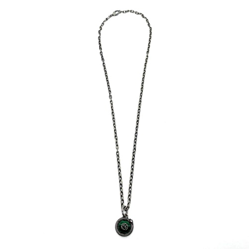 Gucc Garden Sterling Silver And Peacockite Green NecklaceItem ID