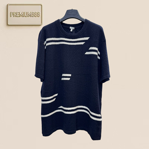 Loewe Tailored Textured Wool Knitted Embroidered Short-sleeved Shirt