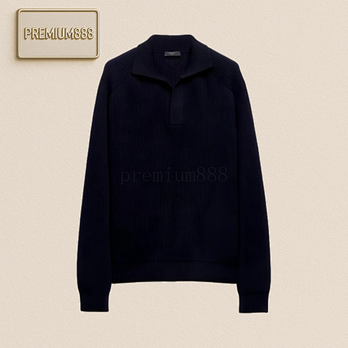 Prada Oversized Solid Color Polo Collar Long-sleeved Cashmere Sweater