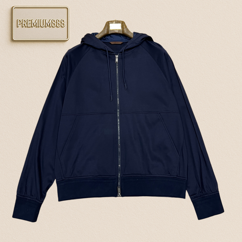 Zegna Jenia Double Drawstring Zippered Hooded Casual Jacket