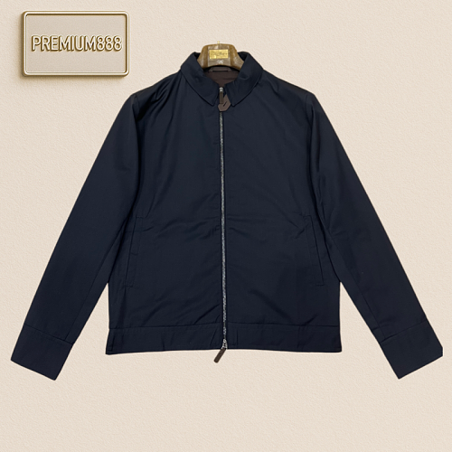 Zegna Jenia Navy Blue Collared Double Zipper Business Jacket