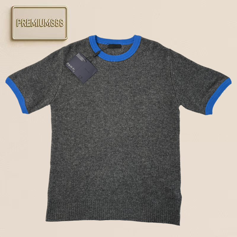 Pra Four-color All-wool Knitted Short Sleeve Shirt