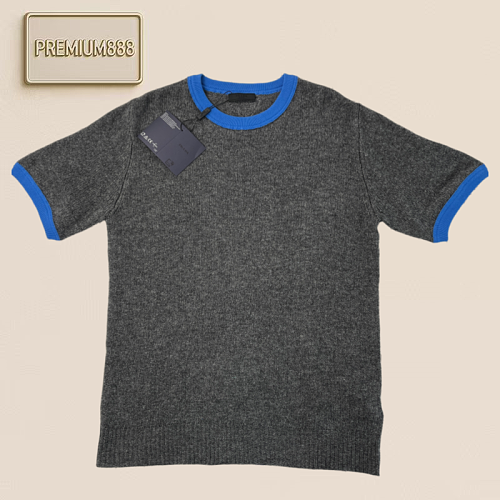 Pra Four-color All-wool Knitted Short Sleeve Shirt