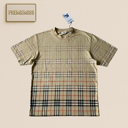 Bbr Gradient Checkered Round-neck Short-sleeved Shirt