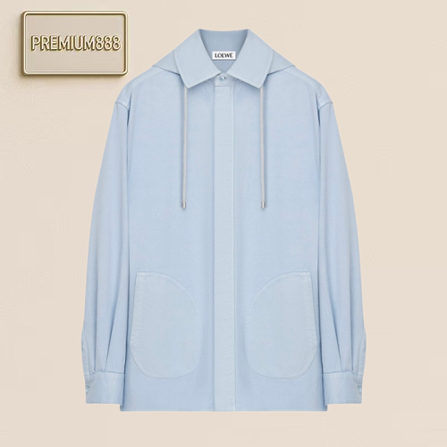 Loewe Hooded Coat - Smog Blue