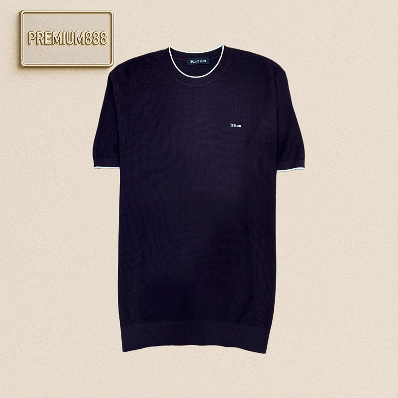 Kiton Qidun Color-Matched Edge Patch Knit T-shirt
