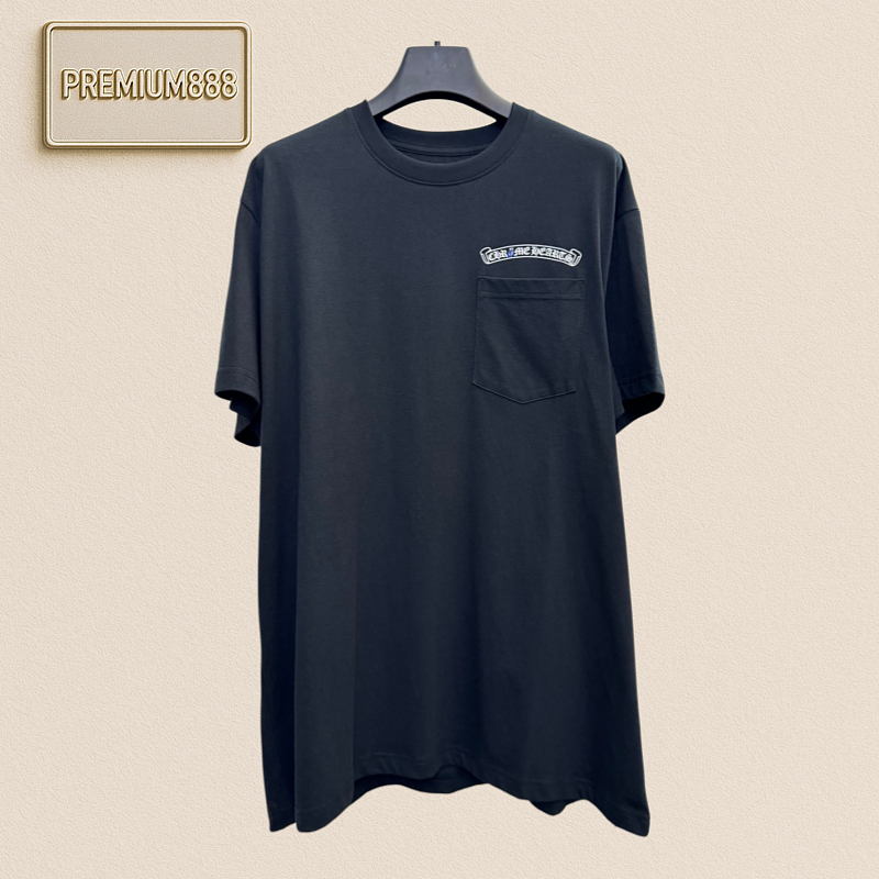 Chrome Hearts CH Krozin Sanskrit Letter Foamed Embroidered Short-Sleeved T-Shirt