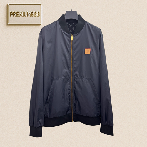 1v Louis Logo Printed On Both Sides Of Double-sided Fur-lined Flight Jacket Coat