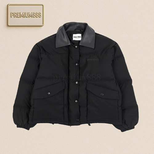 Miumiu Leather Collar Down Jacket