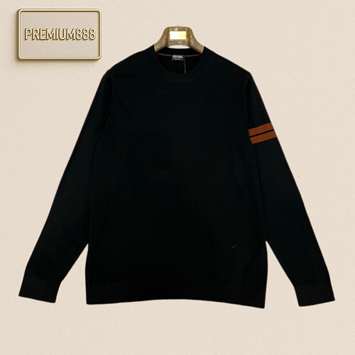 Zegna Jenia Basic Round-neck Casual Long-sleeved Knit Shirt