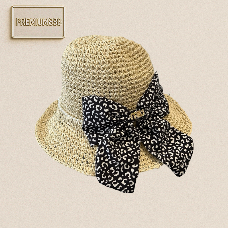 Miumiu New Straw Hat Beach Sun Hat Head Circumference 57cm Adjustable