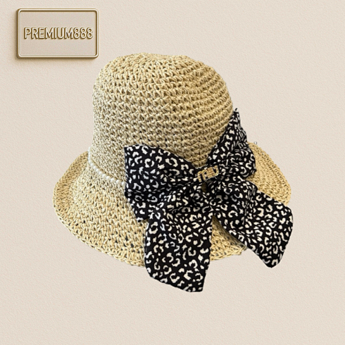 Miumiu New Straw Hat Beach Sun Hat Head Circumference 57cm Adjustable