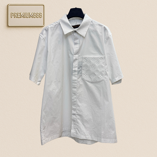 1v Louis Pocket Embroidered Collar Shirt Short Sleeve