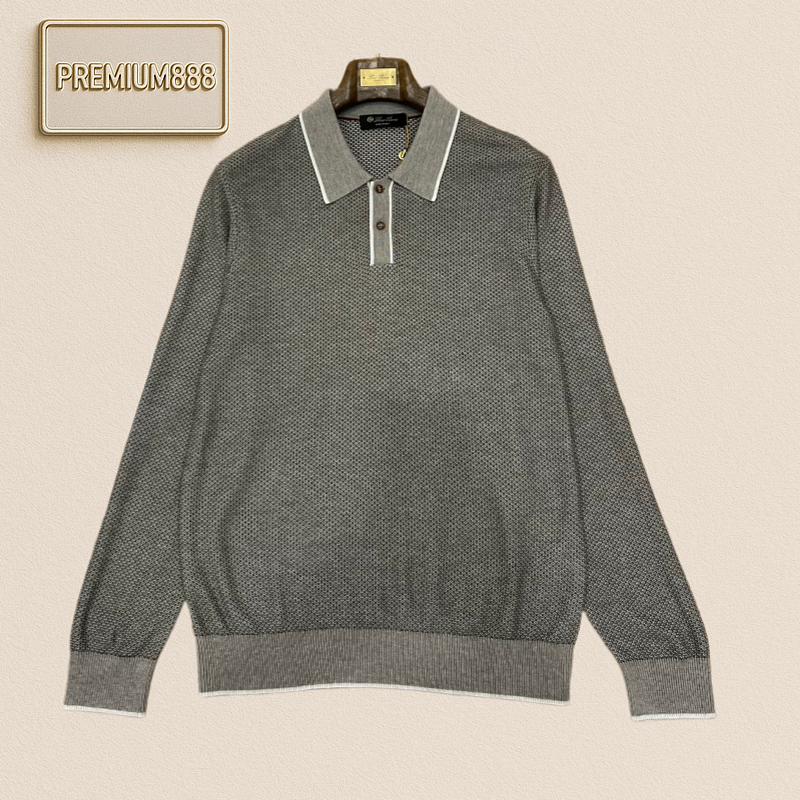 Loro Piana No. Yoo Pianya Color-Contrast Collar Knit Polo Shirt