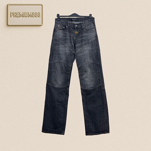 Balenciaga Show Low-waisted Bamboo-jointed Washed Oem Denim Trousers