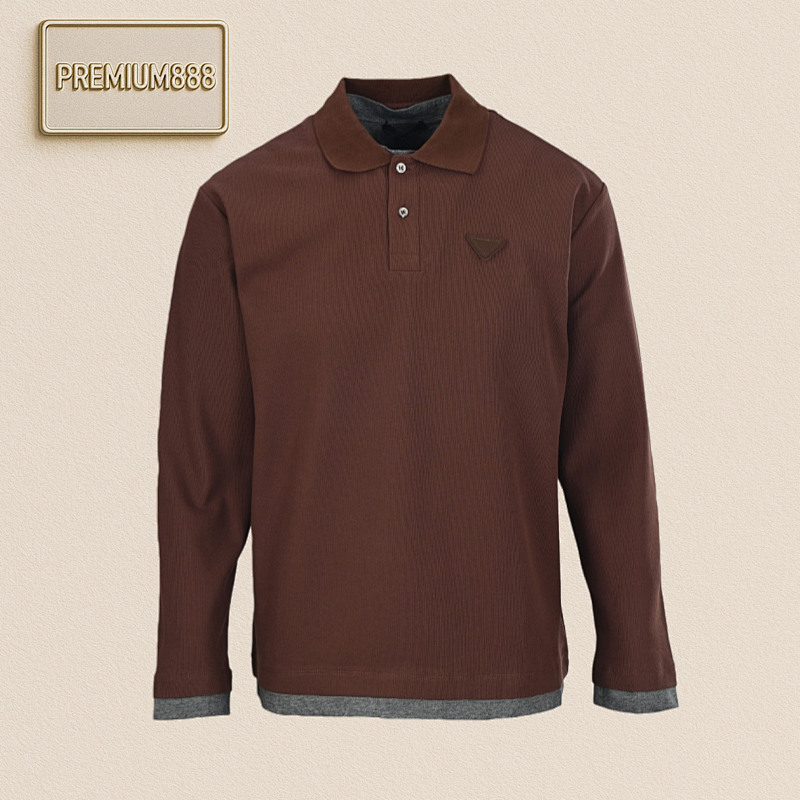 Two Long-sleeved Polo Shirts With Prada Prd Patchwork Fabric Labels