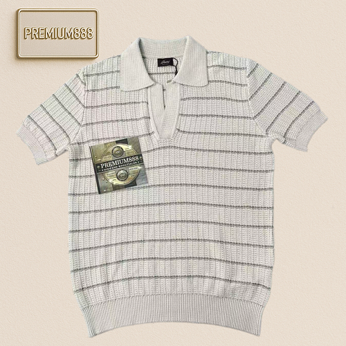 Bri Striped Knitted Short-sleeved With An Ocean Bird Collar