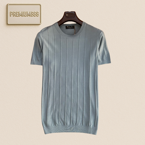 Loropiana No Yo Piana Vertical Stripes Round Neck Knit T-Shirt