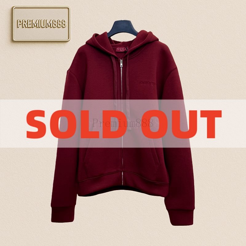 Gucci Red Embroidered Air Cotton Hooded Sweatshirt