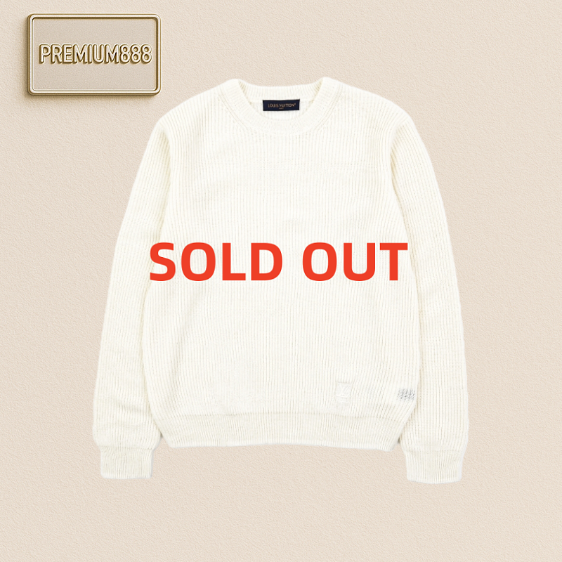 Louis Vuitton LV Coarse Needle Thread Knitted White Sweater
