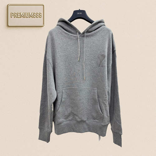 Ami Paris Love Embroidery Logo Cotton Hooded Sweatshirt