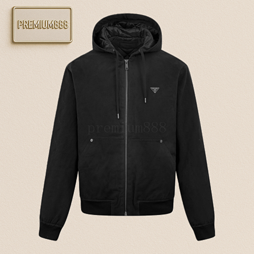 Prada Cotton-padded Jacket With A Triangular Label