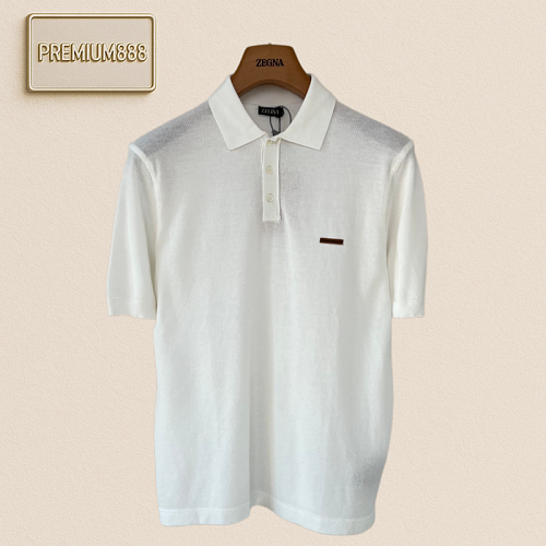 Off-White Zegna Classic Embroidered Stitch Knit Polo Short Sleeve