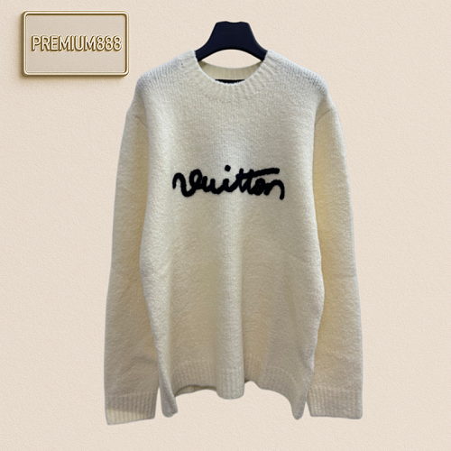 1v Louis Hand-embroidered Letter Pattern Knitted Sweater With Round Neck