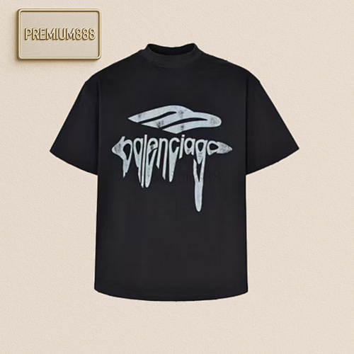 Ba Lenciaga Melted Letter Print Short Sleeve
