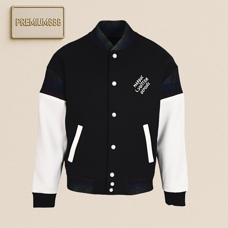 Louis Vuitton Black And White Leather Corset Jacket Baseball Jacket