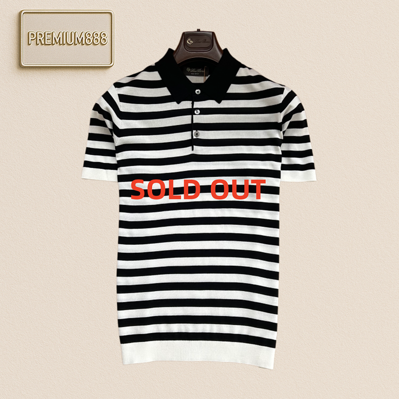 LP Noyuanpianya Classic Contrasting Color Stripes Knit Polo Short Sleeve Shirt