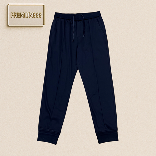 Zegna Jenia Casual Embroidered Logo Double Drawstring Cuffed Jogger Pants