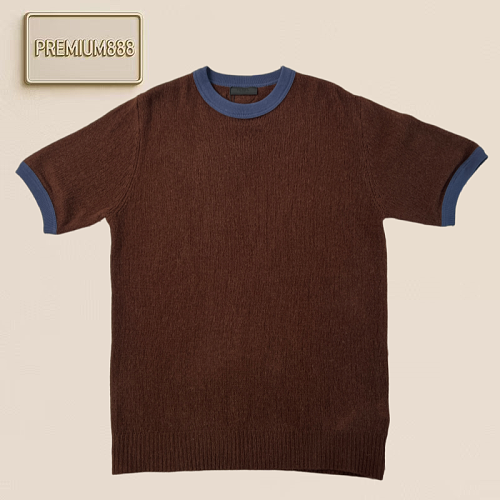 Pra Four-color All-wool Knitted Short Sleeve Shirt