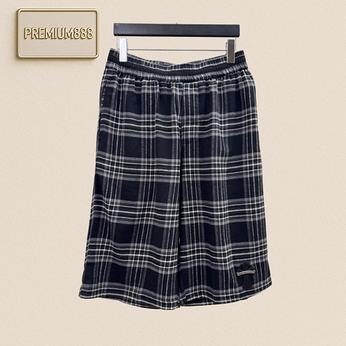 Crozier Black And White Check Flannel Cross Logo Wide Leg 7-Inch Shorts
