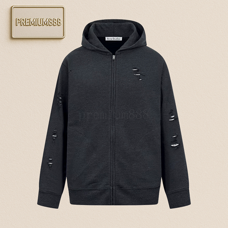 Acne Studios Hole Distressed Logo Zip Jacket