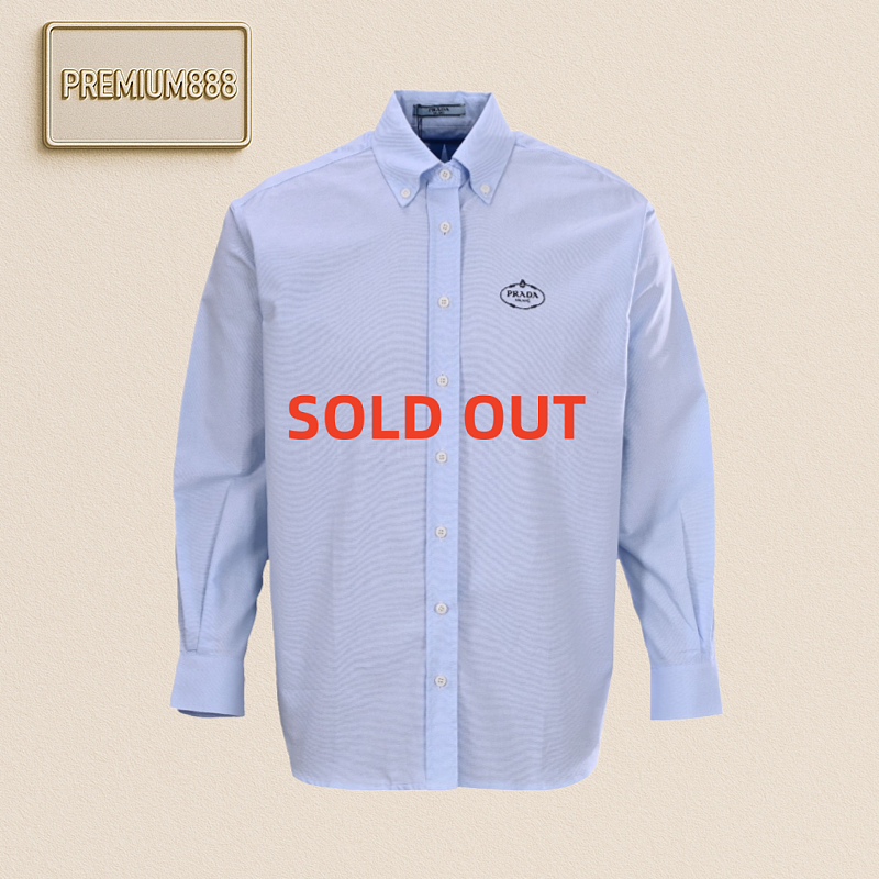 Prada Prd Round-label Embroidered Long-sleeved Shirt