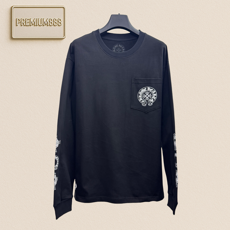 Chrome Hearts CH Crocin Sanskrit Letter Embroidery Long-Sleeved T-Shirt
