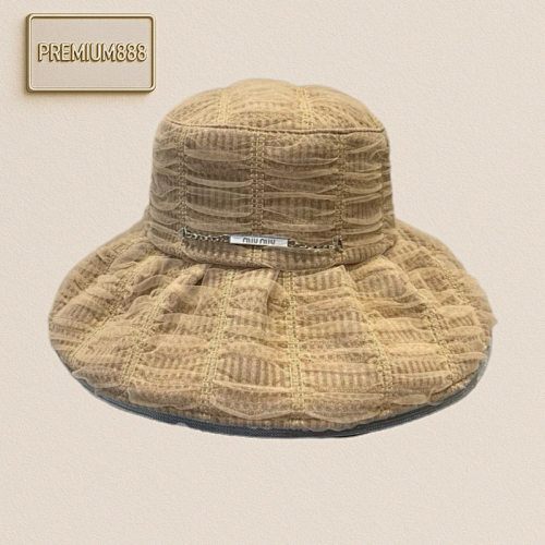 Miumiu's New Bucket Hat With A Ruffled Design Foldable Very Good Shade Head Circumference